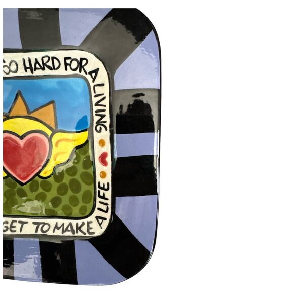 Artful Soul Csara Hand Made Thoughtful Saying Square Dish - Picture 3 of 10